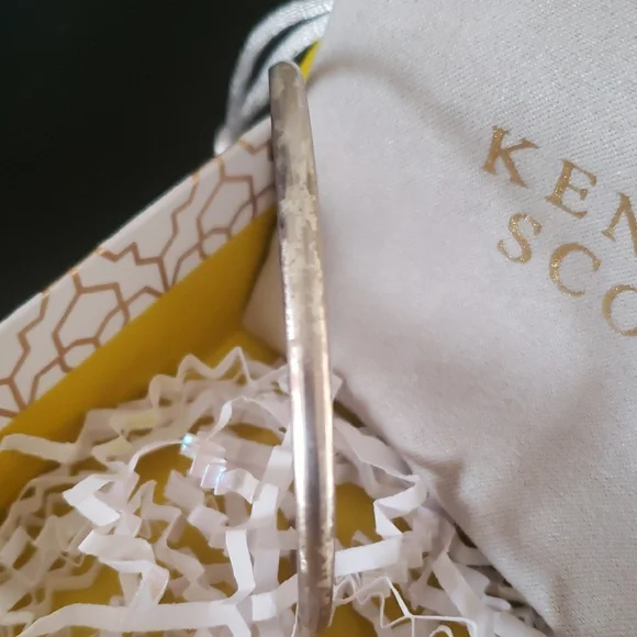 Kendra Scott Silver Thin Cuff Bangle w/ Kira Pierced Earrings - Picture 10 of 17